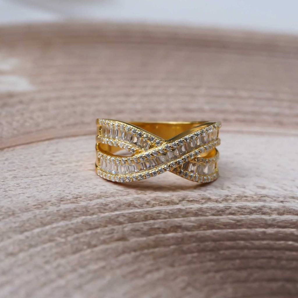 Golden 2Ct Round Moissanite Infinity Statement Ring : ZLM10046_10