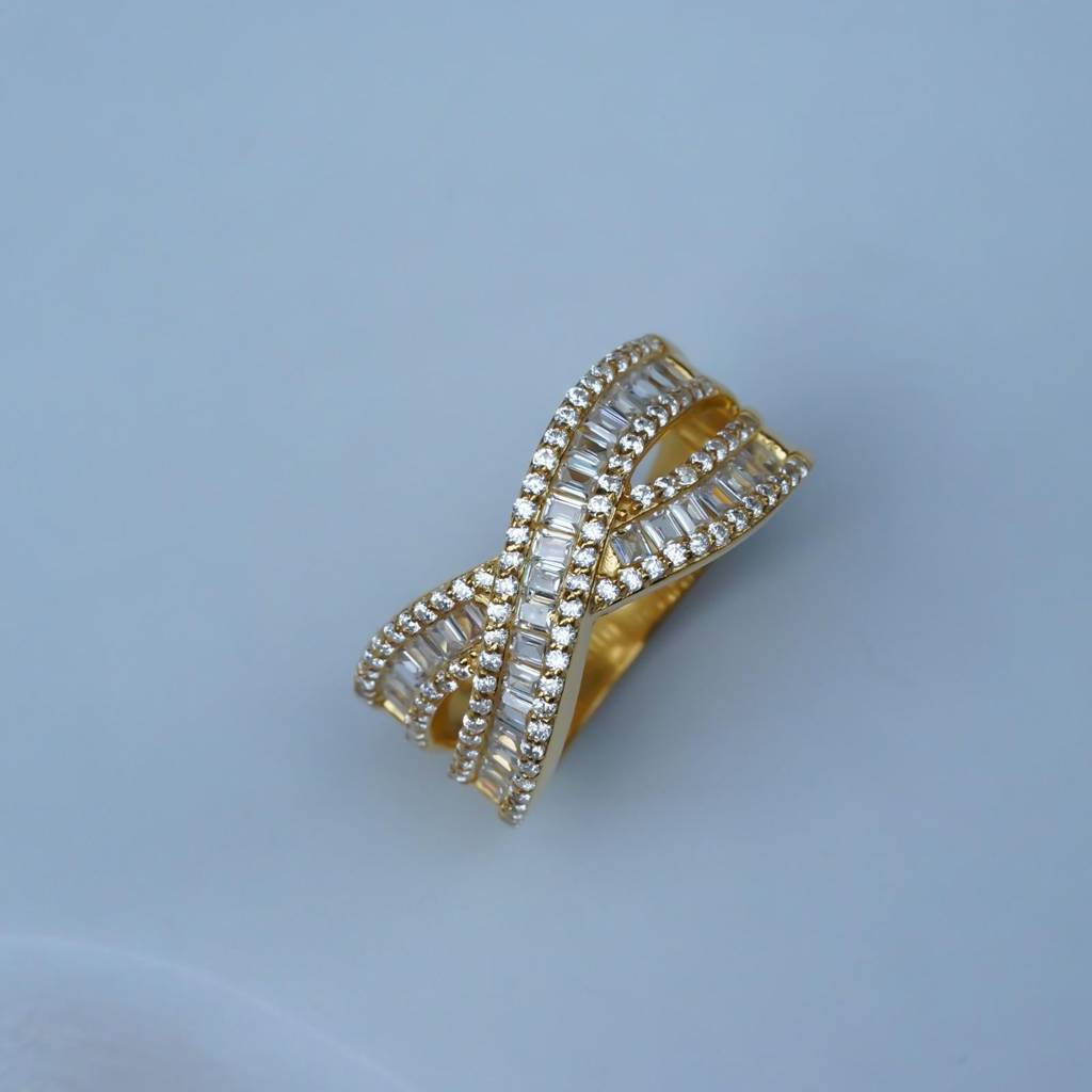 Golden 2Ct Round Moissanite Infinity Statement Ring : ZLM10046_10