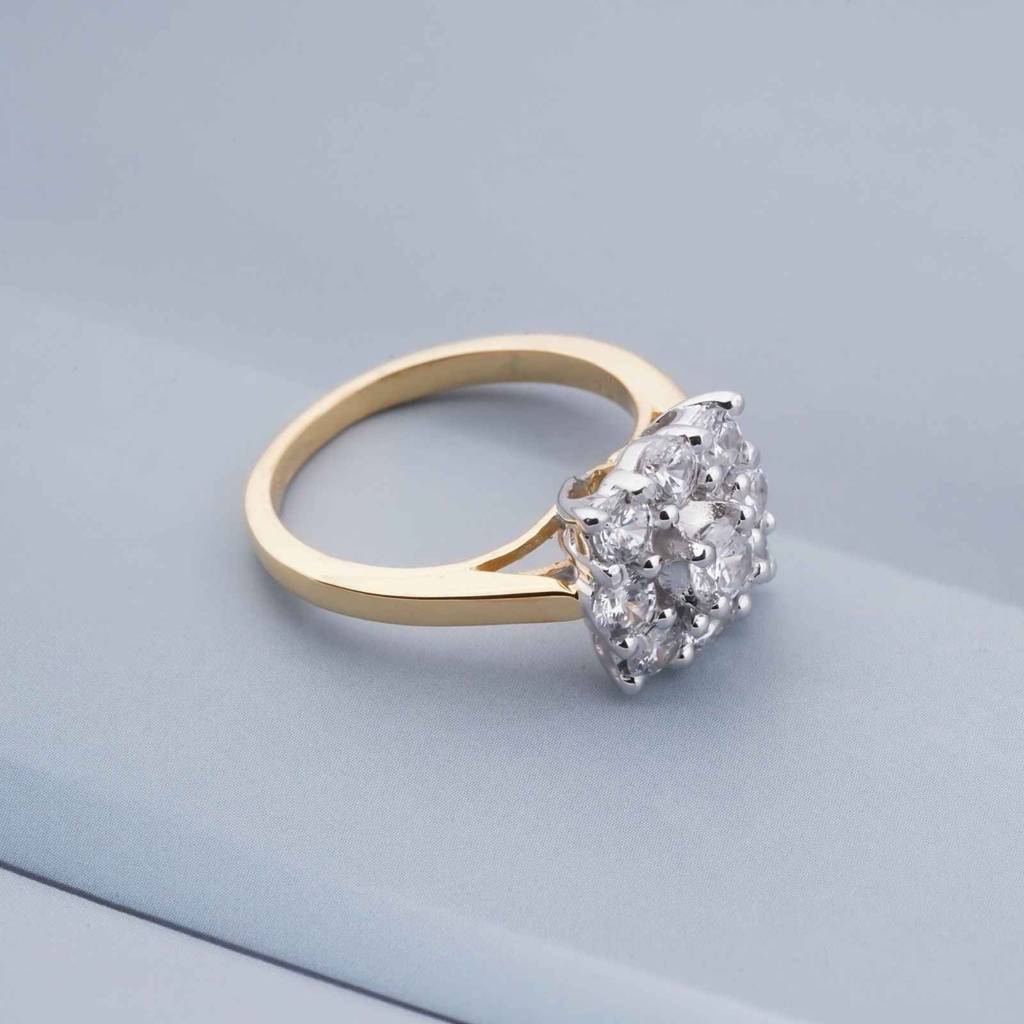 1Ct Round Moissanite Cluster Ring For Her With 18K Gold Plating : ZLM10009Y_10