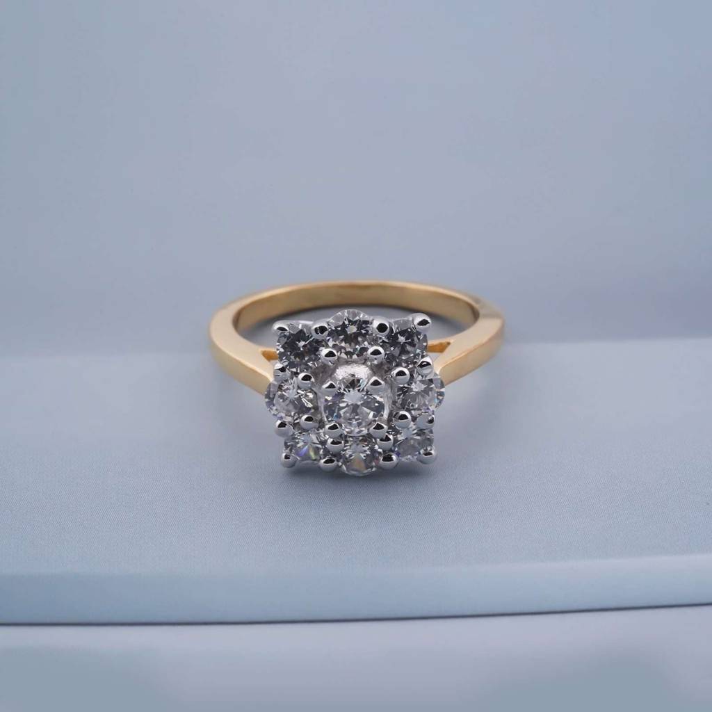 1Ct Round Moissanite Cluster Ring For Her With 18K Gold Plating : ZLM10009Y_10