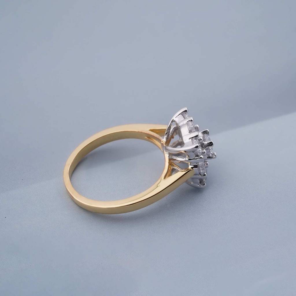 1Ct Round Moissanite Cluster Ring For Her With 18K Gold Plating : ZLM10009Y_10