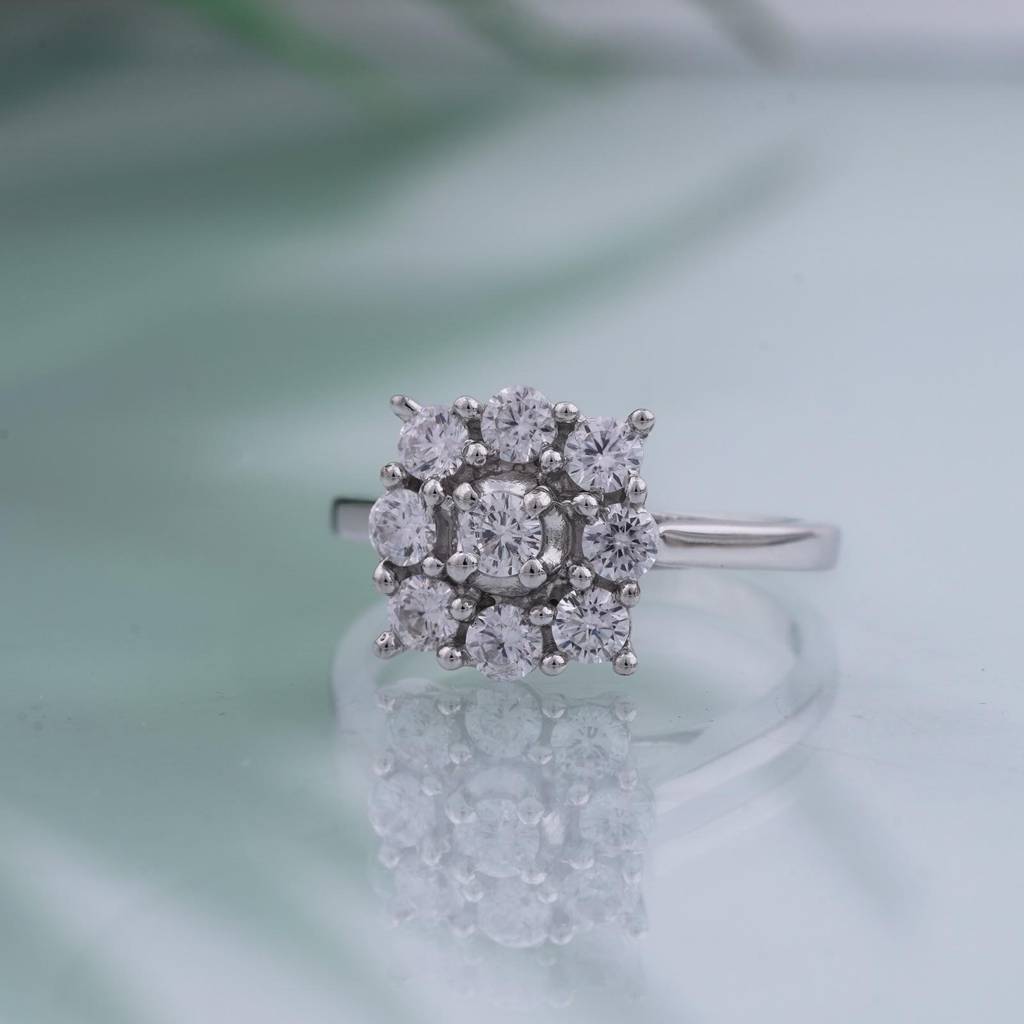 1Ct Round Moissanite Cluster Ring For Her With 18K Gold Plating : ZLM10009Y_10