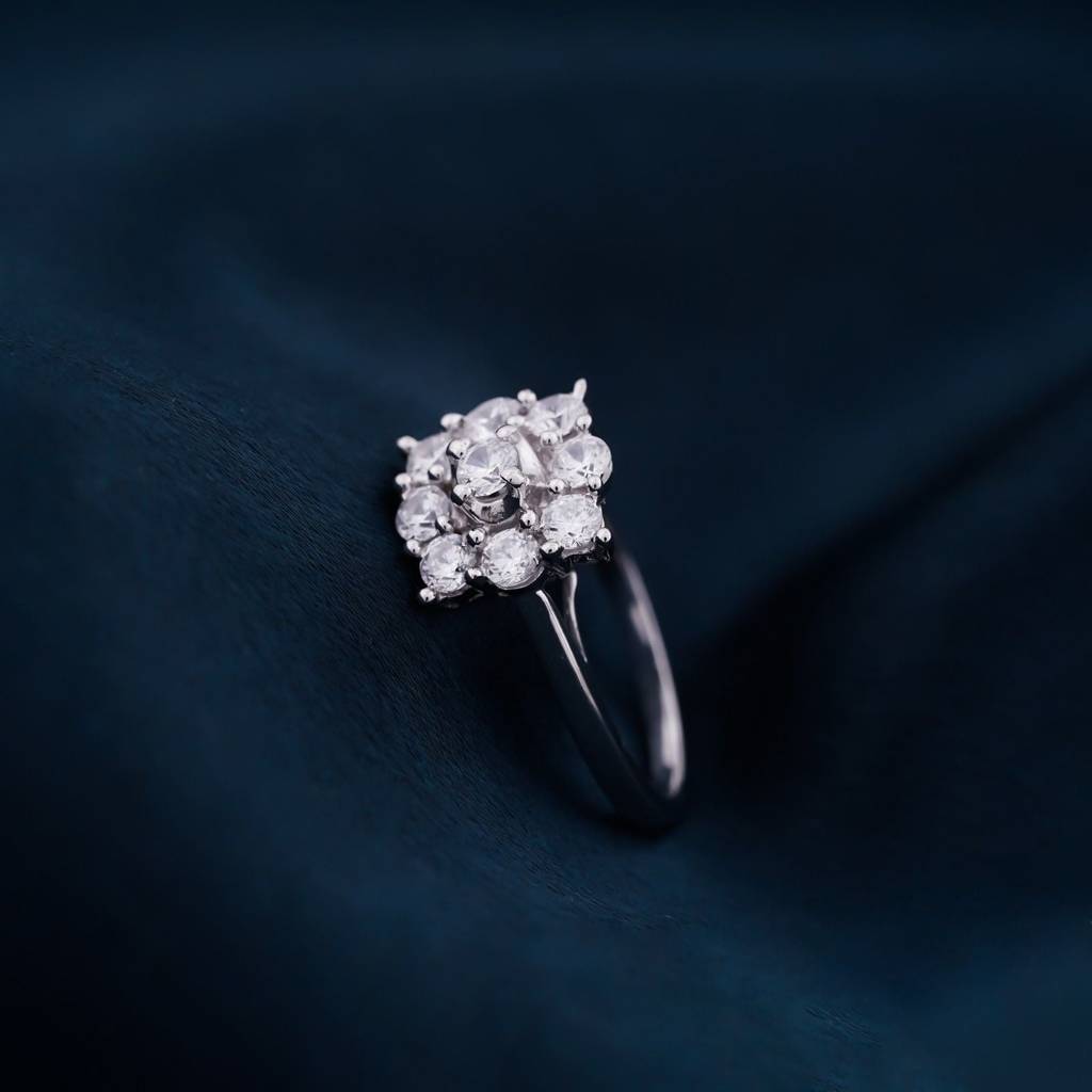 1Ct Round Moissanite Cluster Ring For Her : ZLM10009_10