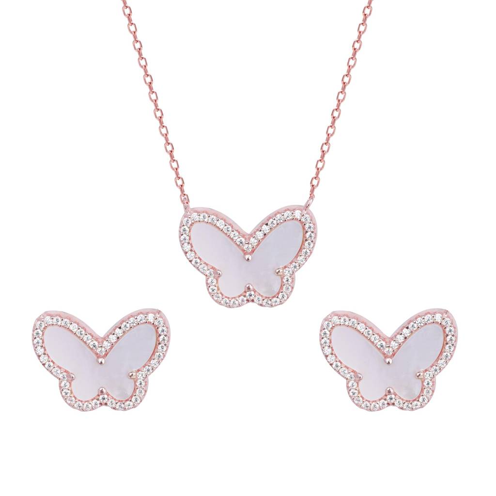 Whimsiglow Butterfly Necklace Set With Earrings