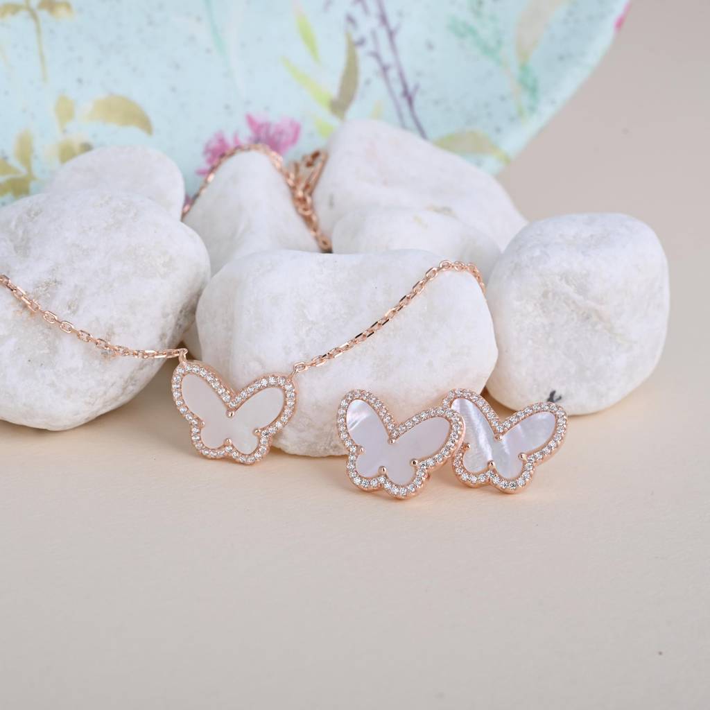Whimsiglow Butterfly Necklace Set With Earrings