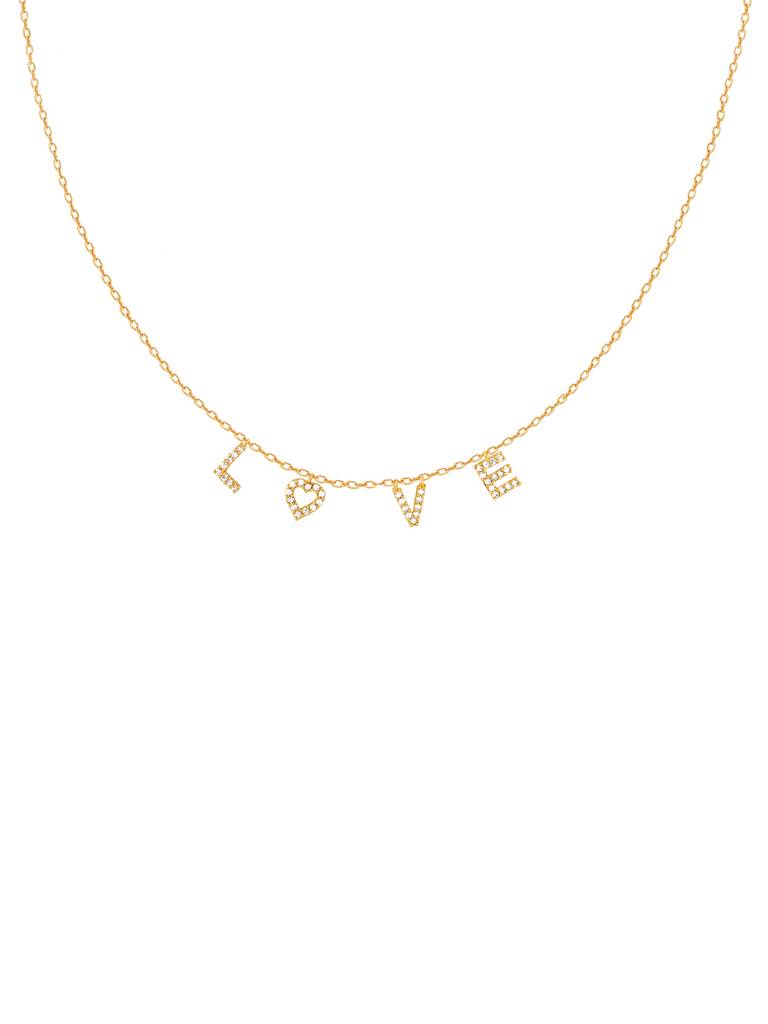 GIVA 925 Sterling Silver Golden Love Typography Necklace