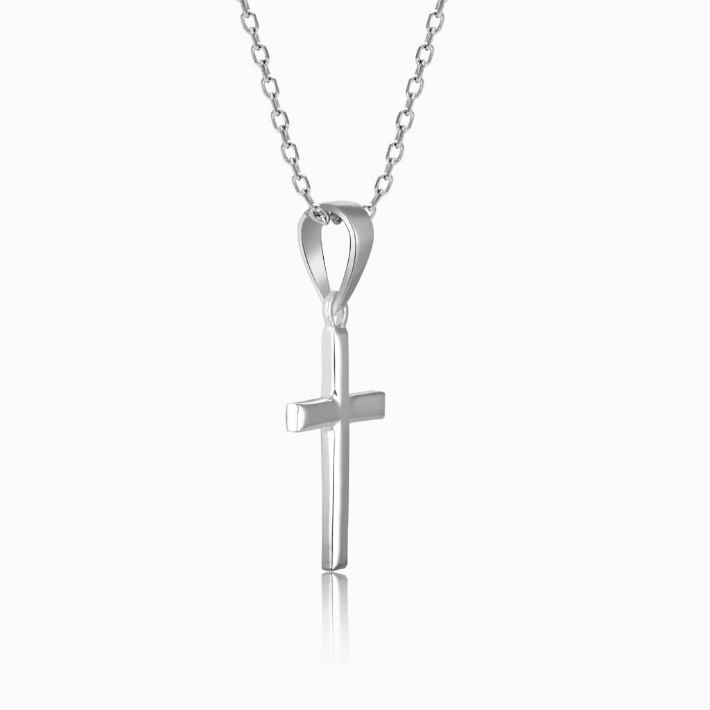 Silver Blessed Holy Cross Pendant With Link Chain : PD01055