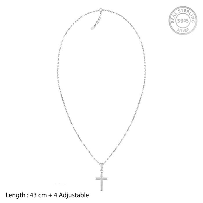 Silver Blessed Holy Cross Pendant With Link Chain : PD01055