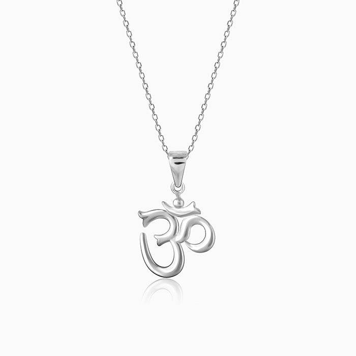 Silver Om Pendant With Link Chain : PD01056