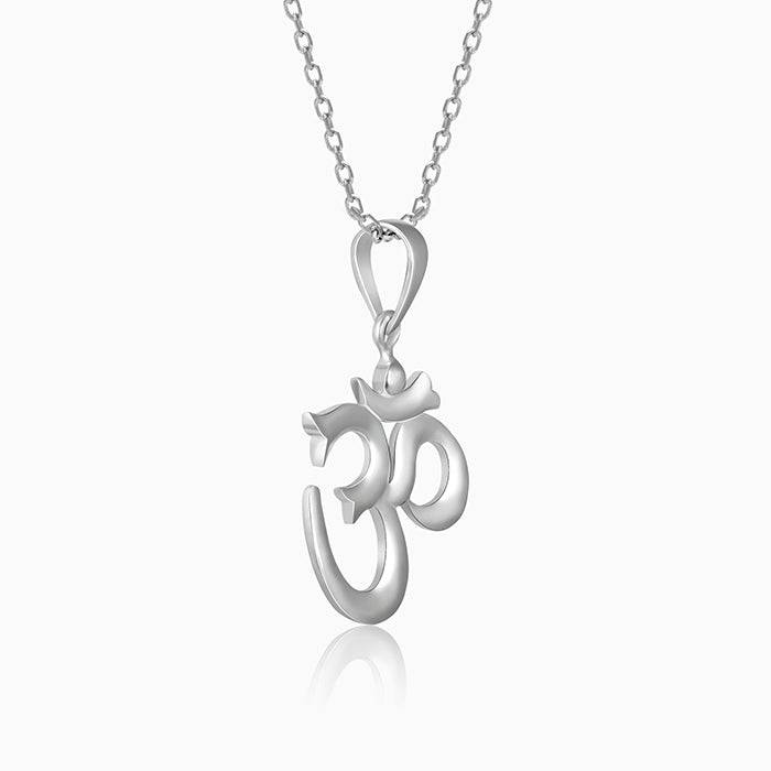 Silver Om Pendant With Link Chain : PD01056