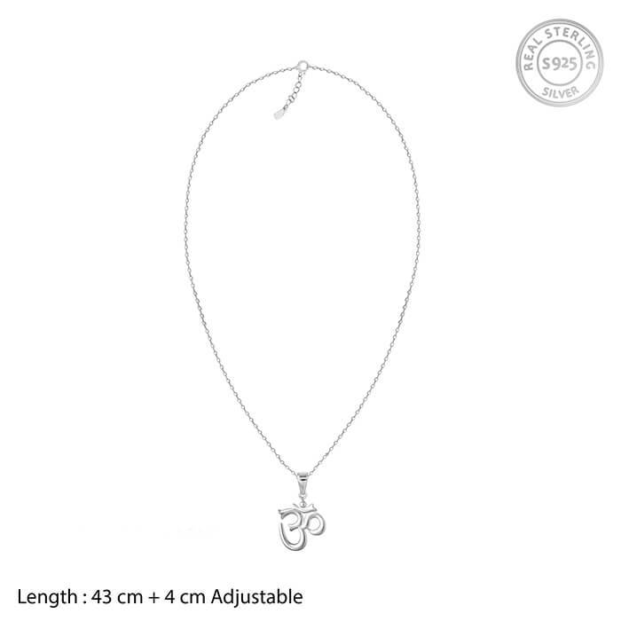 Silver Om Pendant With Link Chain : PD01056
