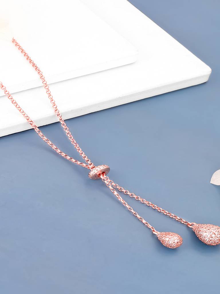 GIVA 925 Sterling Silver Rose Gold Classic Dangling Necklace