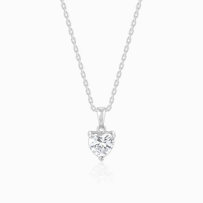 925 Silver Anushka Sharma Silver Solitaire Heart Pendant With Link Chain : PD0107