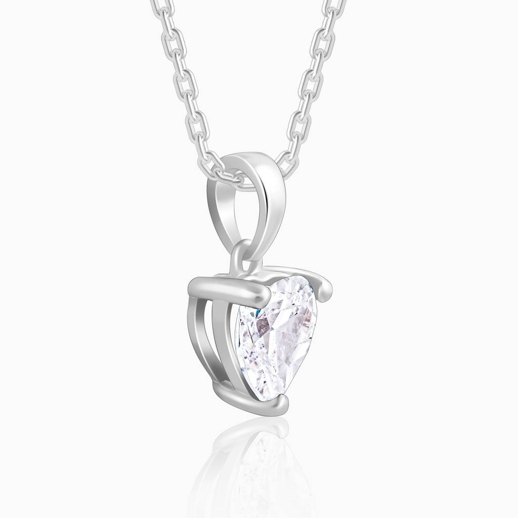 925 Silver Anushka Sharma Silver Solitaire Heart Pendant With Link Chain : PD0107