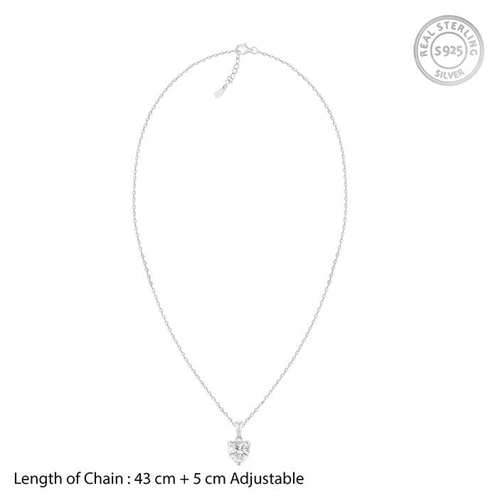 925 Silver Anushka Sharma Silver Solitaire Heart Pendant With Link Chain : PD0107