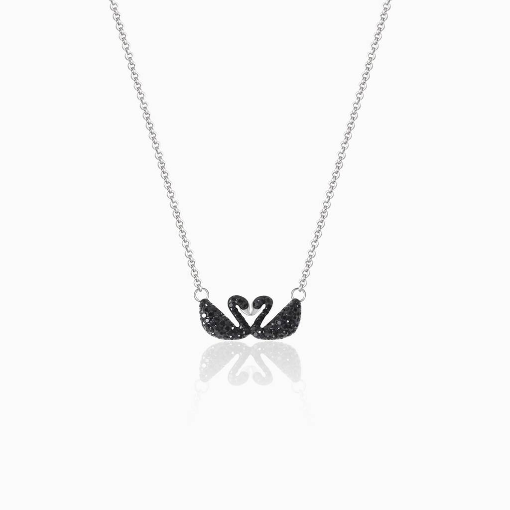 Silver Black Swan Necklace : PD0110