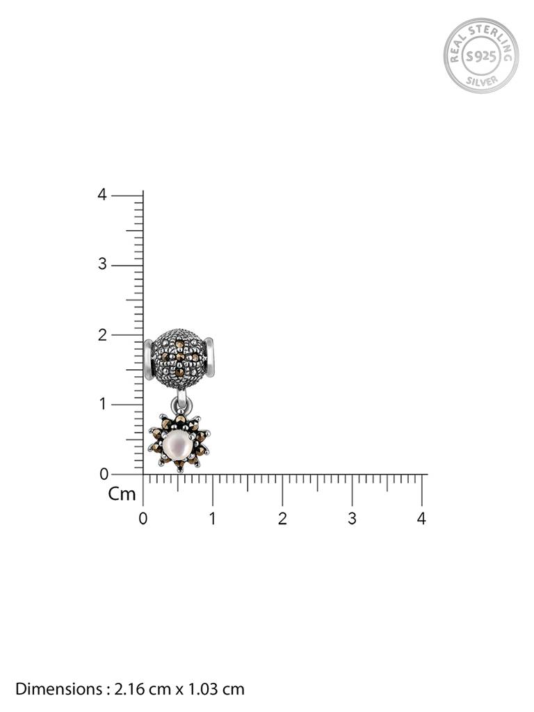 GIVA 925 Sterling Silver Oxidised Silver White Stone Pendant with Link Chain