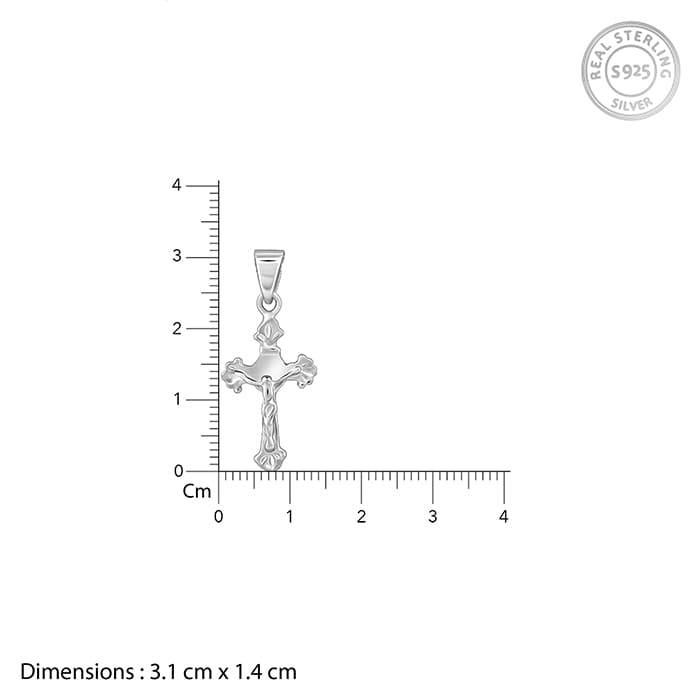Silver Striped Cross Pendant With Box Chain For Him : PD01149