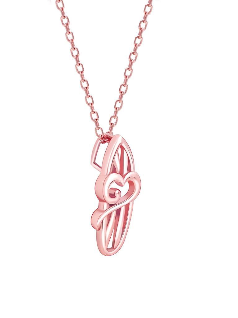 GIVA 925 Sterling Silver Rose Gold Tripundra Om Pendant with Link Chain