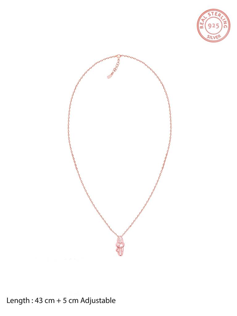 GIVA 925 Sterling Silver Rose Gold Tripundra Om Pendant with Link Chain