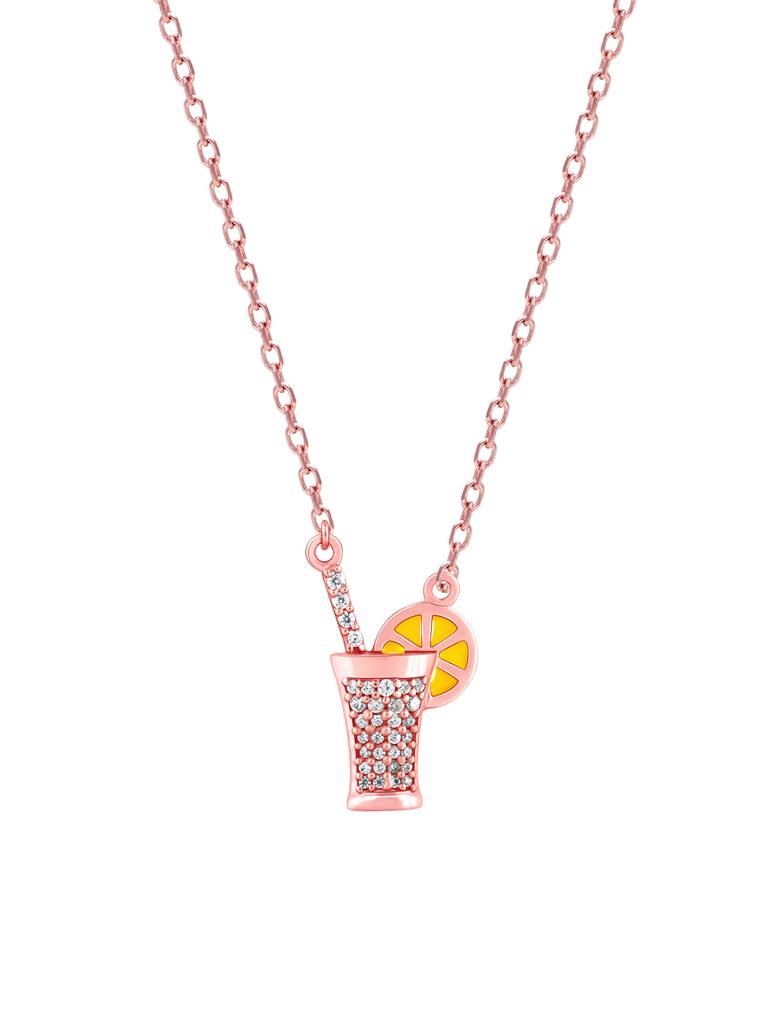 GIVA 925 Sterling Silver Rose Gold Sparkling Cocktail Pendant