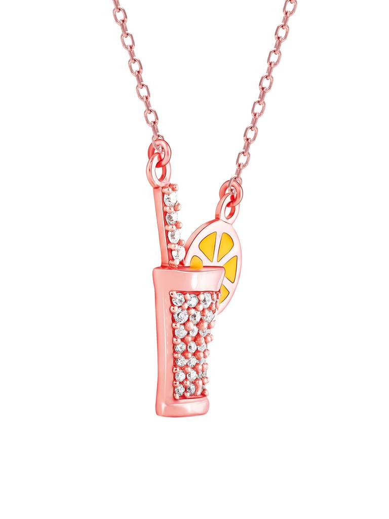 GIVA 925 Sterling Silver Rose Gold Sparkling Cocktail Pendant