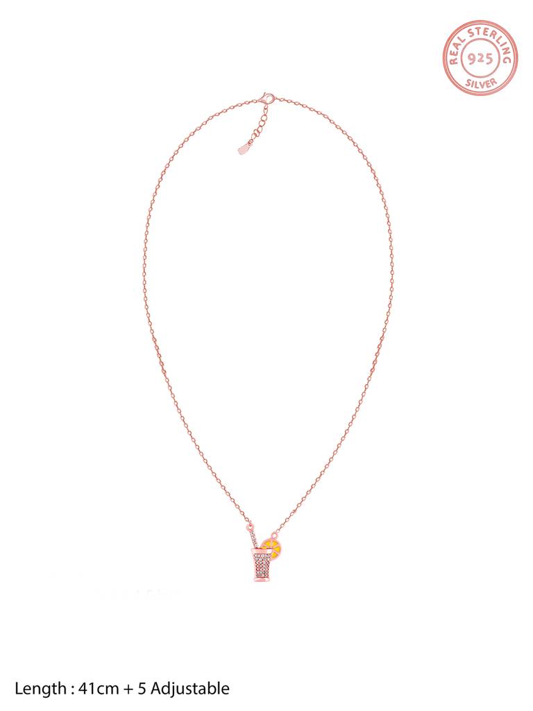 GIVA 925 Sterling Silver Rose Gold Sparkling Cocktail Pendant