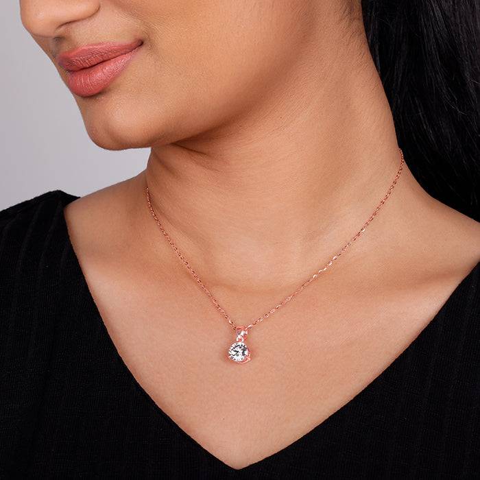 925 Silver Rose Gold Classic Set| Gifts For Women And Girls : ER01276PD01233R075