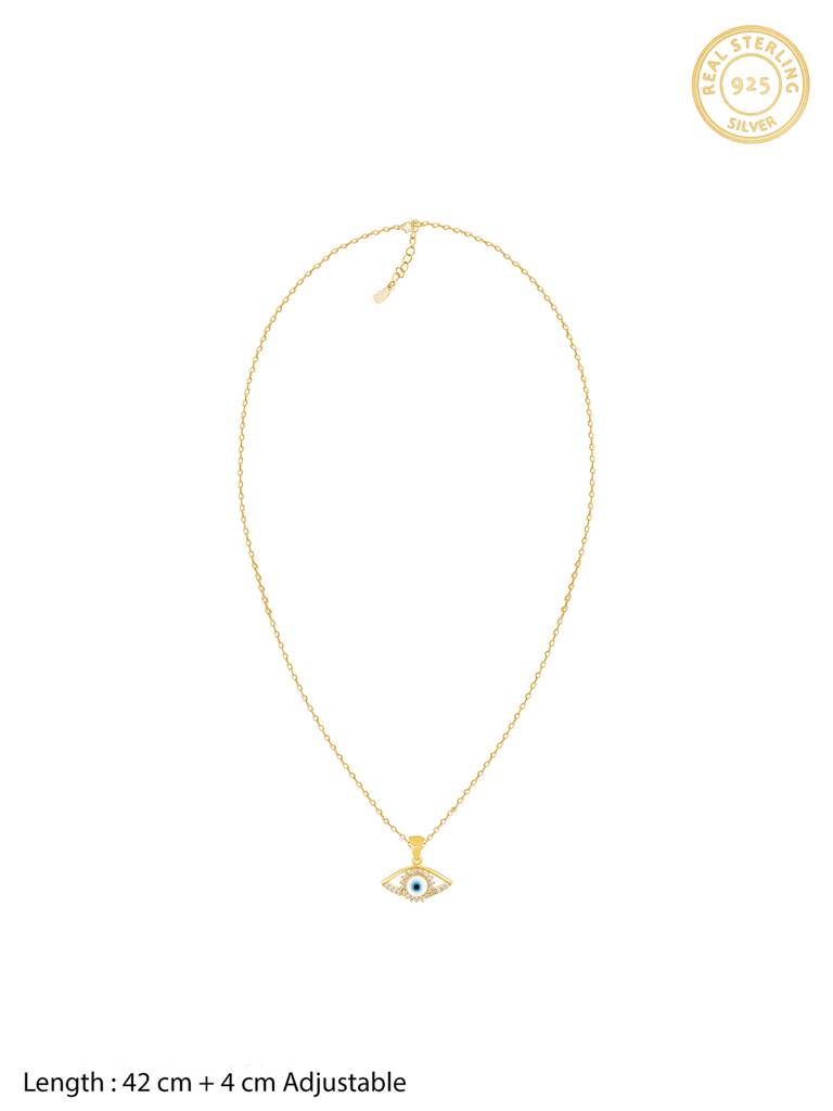 GIVA 925 Sterling Silver Golden Evil Eye Pendant with Link Chain