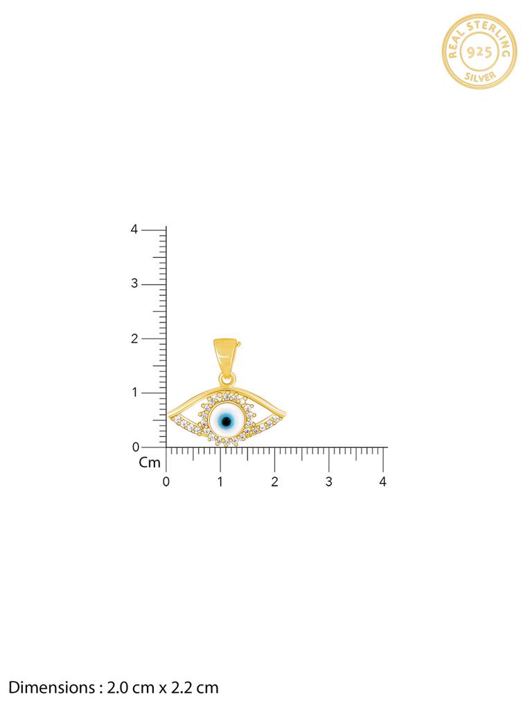 GIVA 925 Sterling Silver Golden Evil Eye Pendant with Link Chain