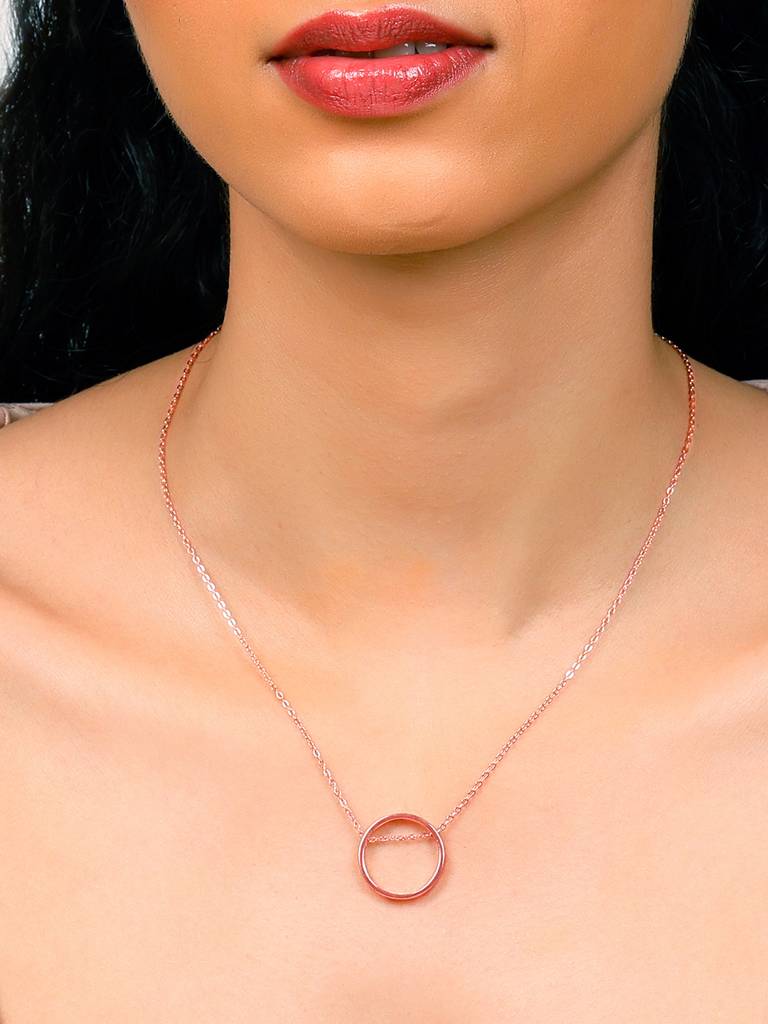 GIVA 925 Sterling Silver Rose Gold Circle Necklace