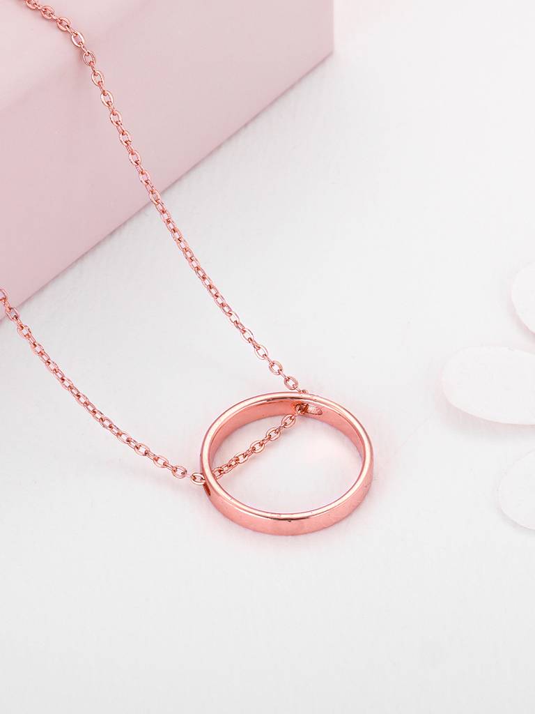 GIVA 925 Sterling Silver Rose Gold Circle Necklace