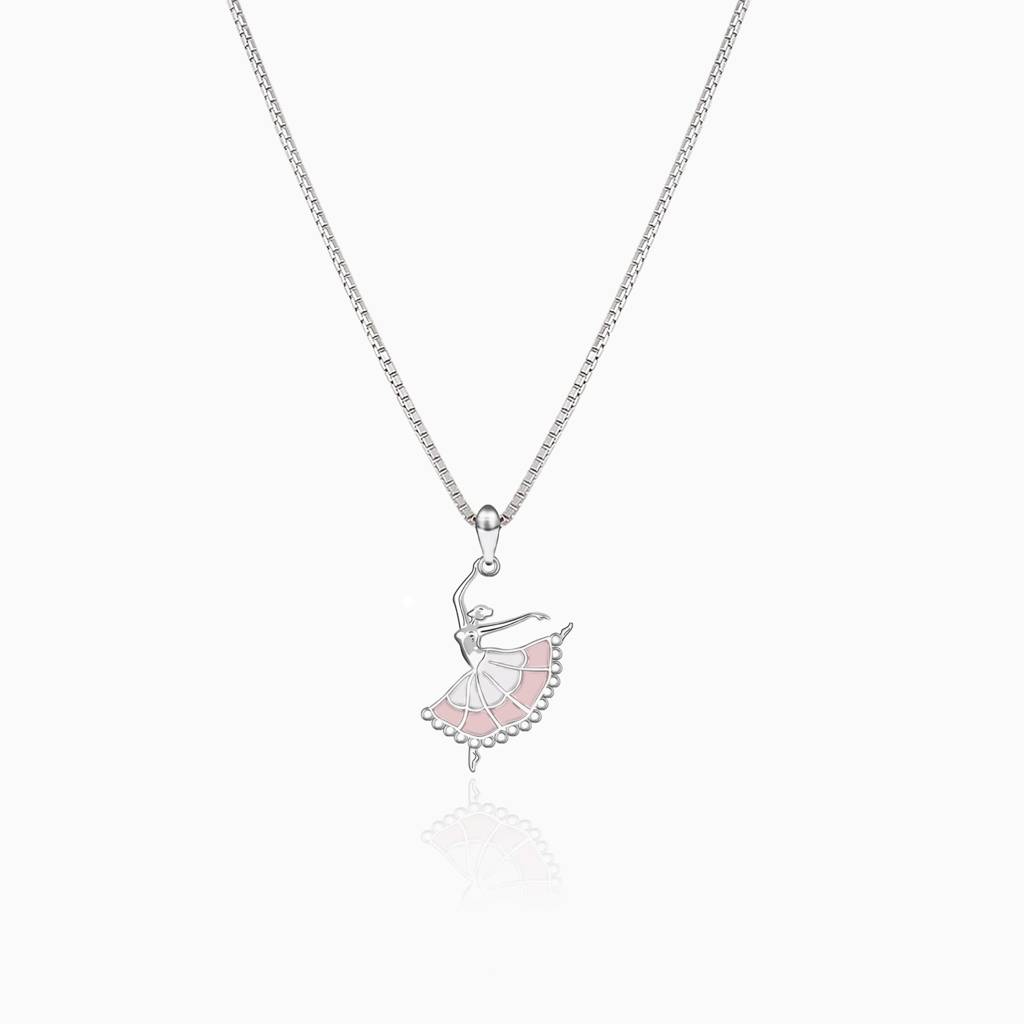 Silver Dancing Ballerina Pendant With Box Chain : PD0125