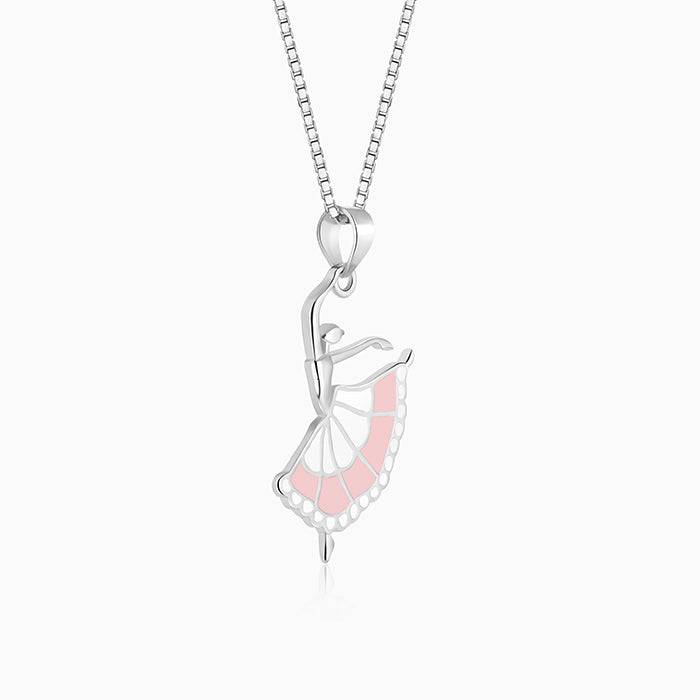 Silver Dancing Ballerina Pendant With Box Chain : PD0125