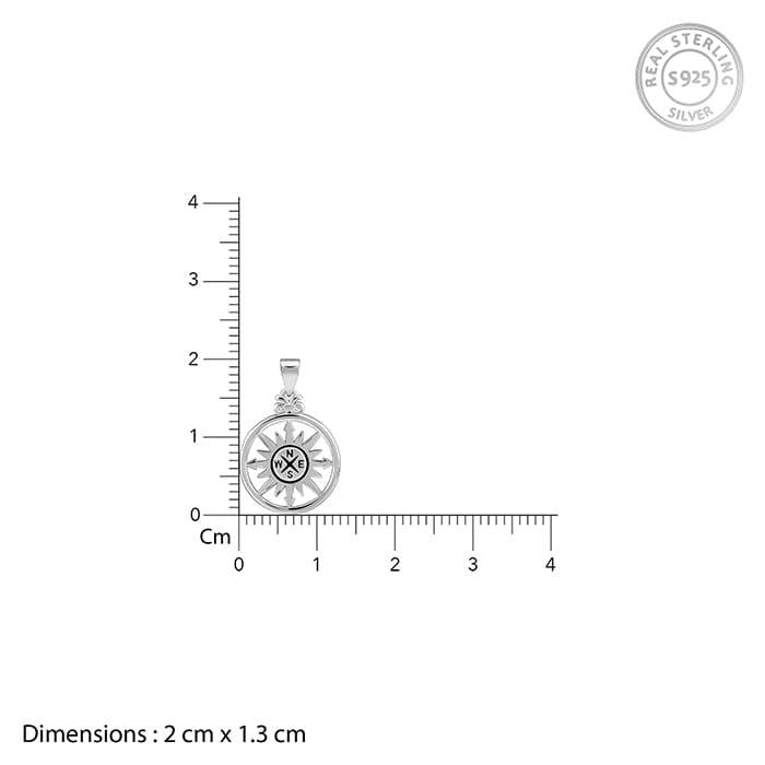 Silver Compass Of Life Pendant With Box Chain For Him : PD01292