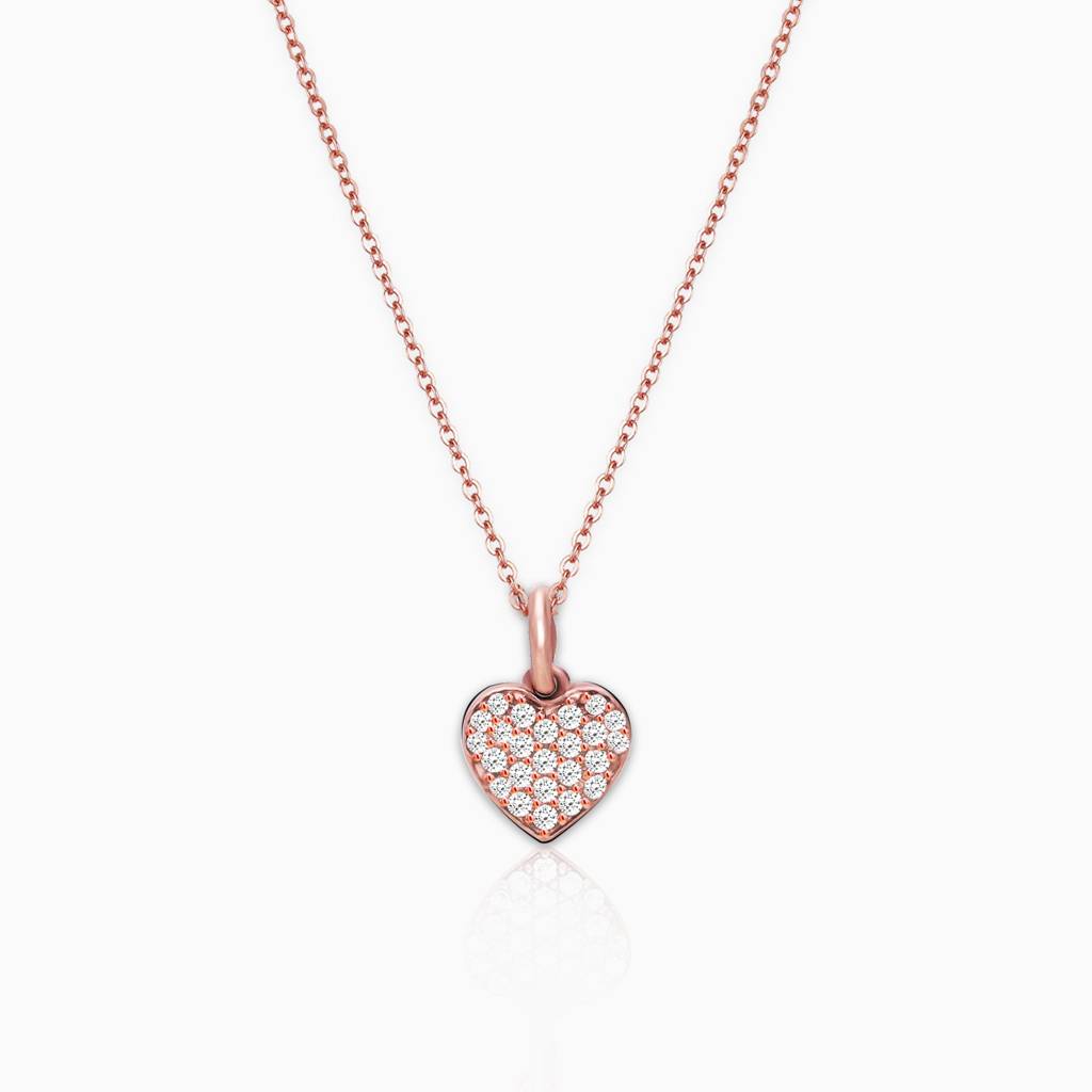 Rose Gold Little Heart Pendant With Link Chain : PD012