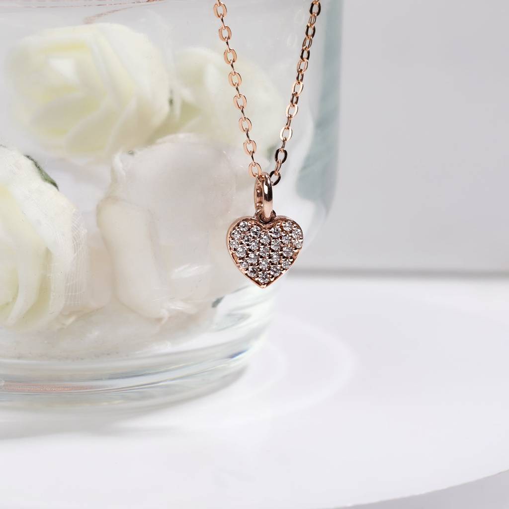 Rose Gold Little Heart Pendant With Link Chain : PD012