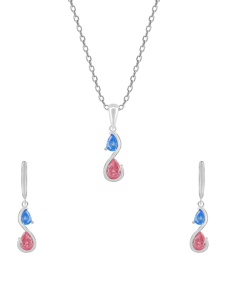 GIVA 925 Sterling Silver Blue and Pink Stone Set of Two