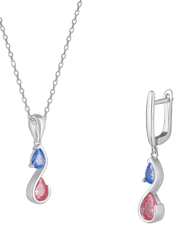 GIVA 925 Sterling Silver Blue and Pink Stone Set of Two