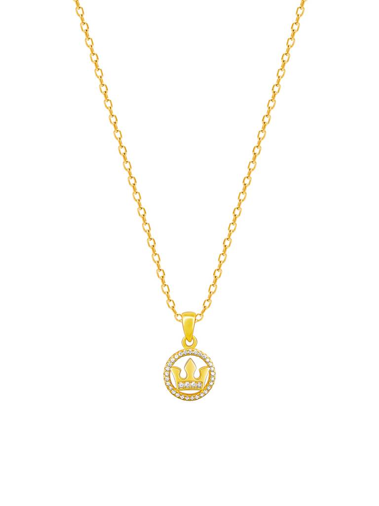 GIVA 925 Sterling Silver Golden Queens Crown Pendant with Link Chain