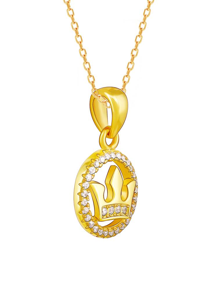 GIVA 925 Sterling Silver Golden Queens Crown Pendant with Link Chain
