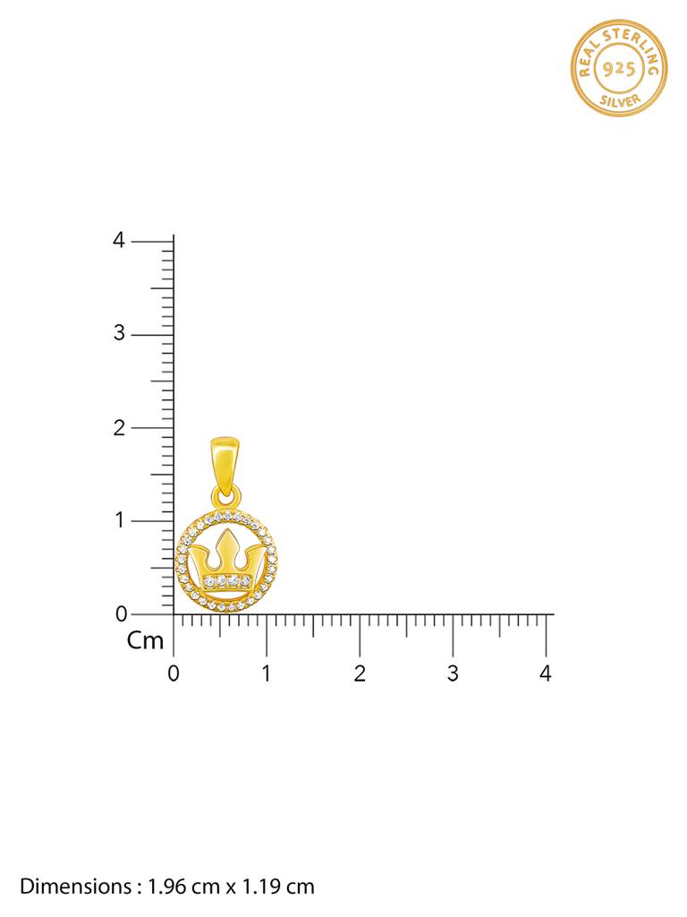 GIVA 925 Sterling Silver Golden Queens Crown Pendant with Link Chain