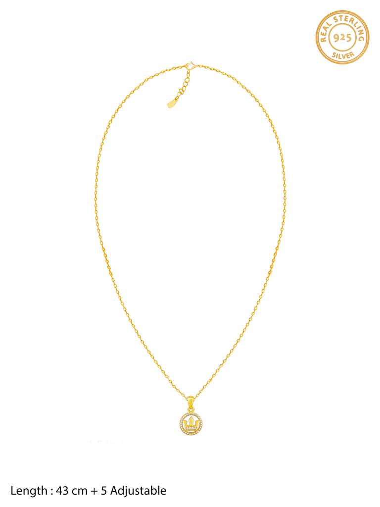 GIVA 925 Sterling Silver Golden Queens Crown Pendant with Link Chain