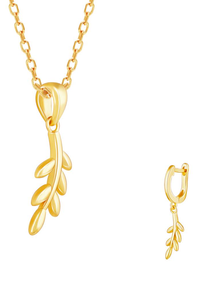 GIVA 925 Sterling Silver Golden Flowing Leaf Set of Two