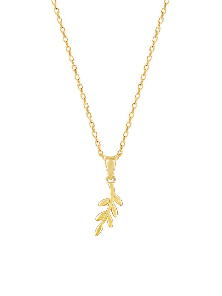 GIVA 925 Sterling Silver Golden Flowing Leaf Pendant with Link Chain