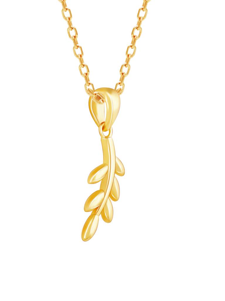 GIVA 925 Sterling Silver Golden Flowing Leaf Pendant with Link Chain