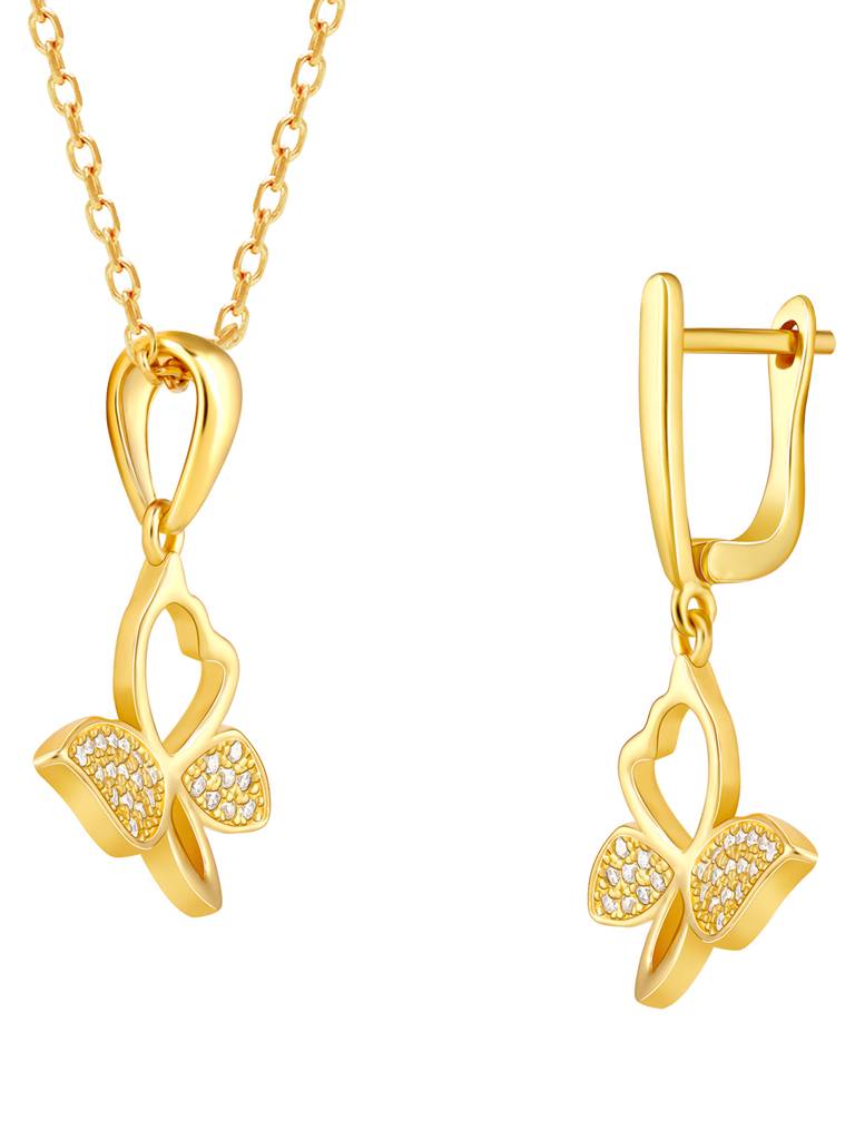 GIVA 925 Sterling Silver Golden Butterfly Bloom Set of Two