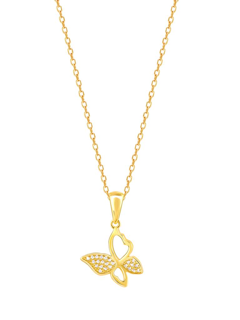 GIVA 925 Sterling Silver Golden Butterfly Bloom Pendant with Link Chain