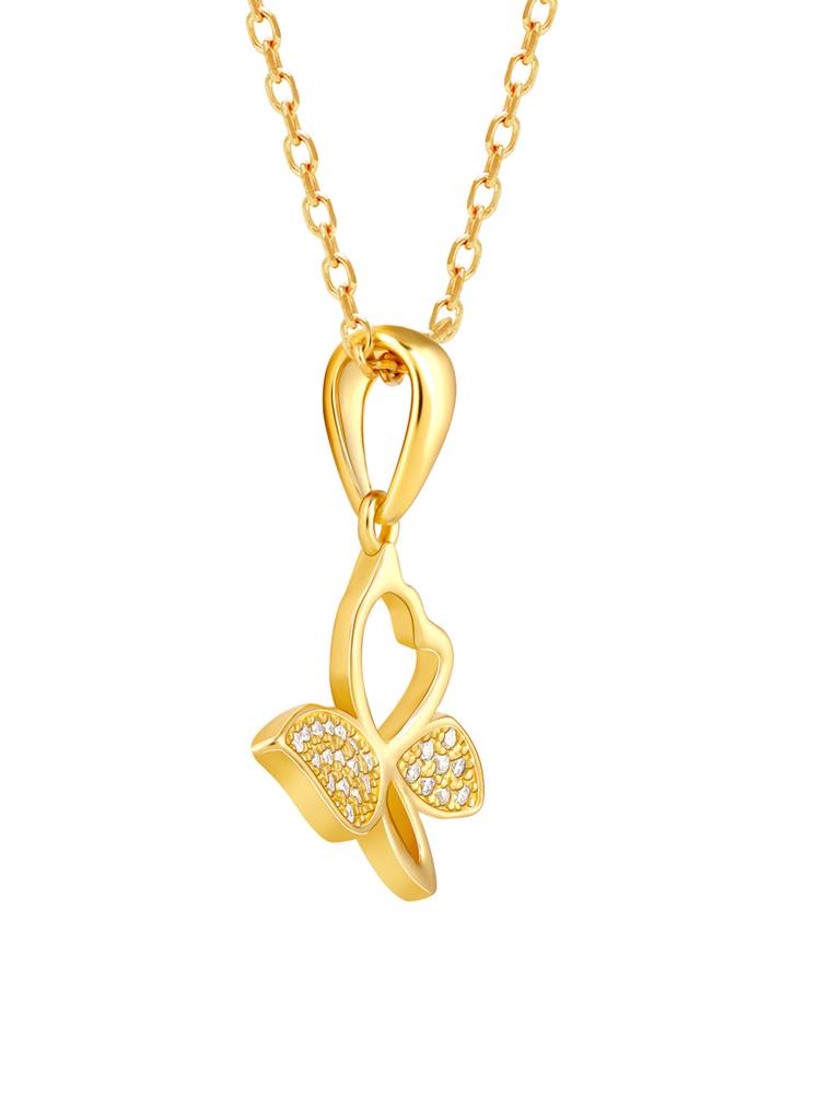 GIVA 925 Sterling Silver Golden Butterfly Bloom Pendant with Link Chain