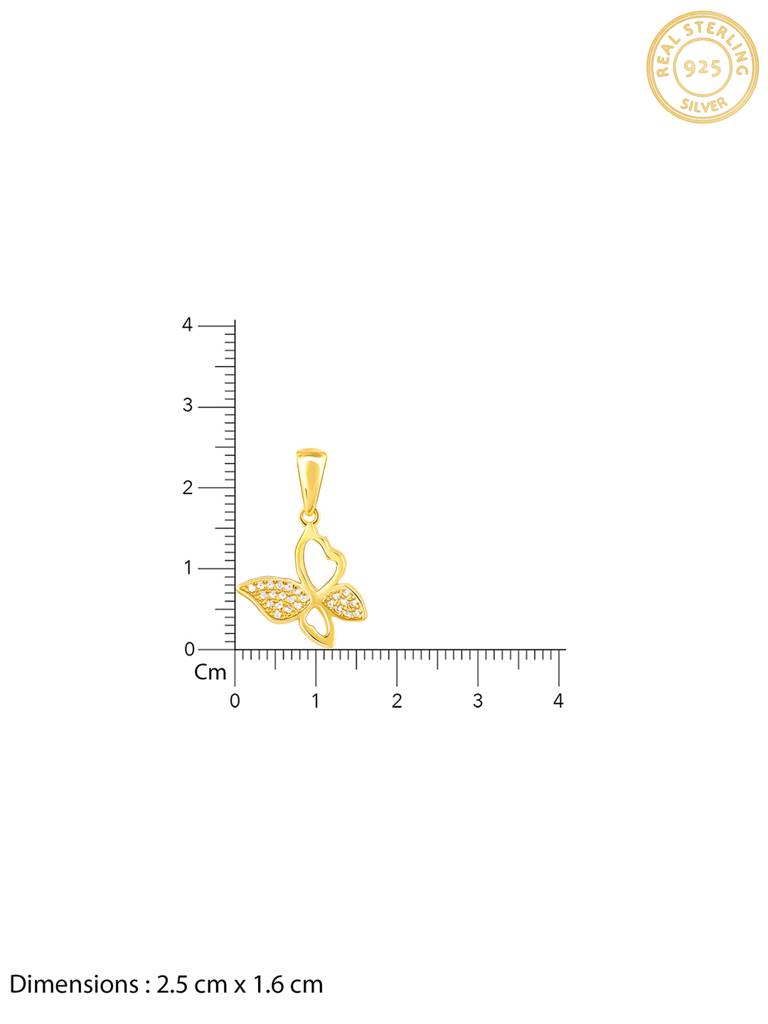 GIVA 925 Sterling Silver Golden Butterfly Bloom Pendant with Link Chain